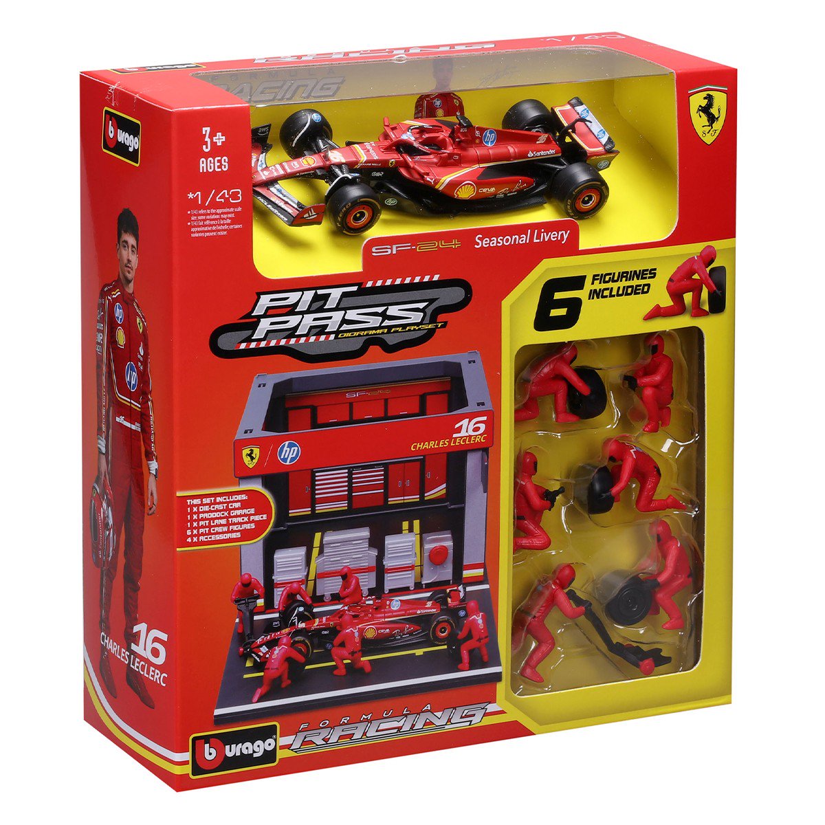 Photo of Ігровий набір Bburago Pit Pass Ferrari SF-24 (1:43)