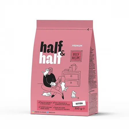 Photo of Корм сухий Half&Half для кошенят з яловичиною 300 г