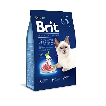 Photo of Корм сухий Brit Premium by Nature Cat Sterilized Lamb для стерилізованих котів з ягням 8 кг