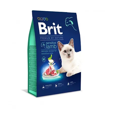 Photo of Корм сухий Brit Premium by Nature Cat Sensitive для котів із чутливим травленням з ягням 8 кг