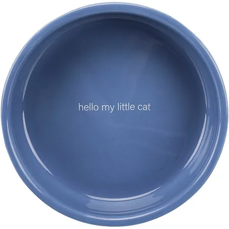 Photo of Миска Trixie для котів короткомордих порід Hello my little cat синя/біла керамічна 15 см 300 мл