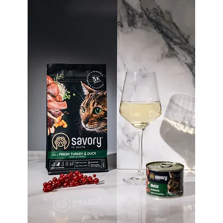 Photo of Корм сухий Savory Adult Cat Gourmand Fresh Turkey and Duck для дорослих котів зі свіжою індичкою і качкою 400 г
