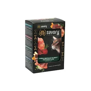 Набір паучів Savory Adult Cats with Lamb and Beetrot in Gravy 3+1
