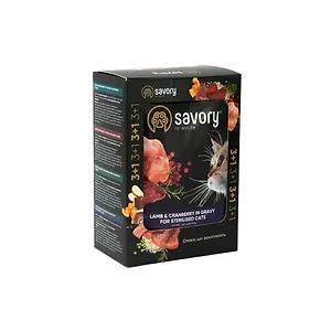 Набір паучів Savory Sterilised Cats with Lamb and Cranberries in Gravy 3+1