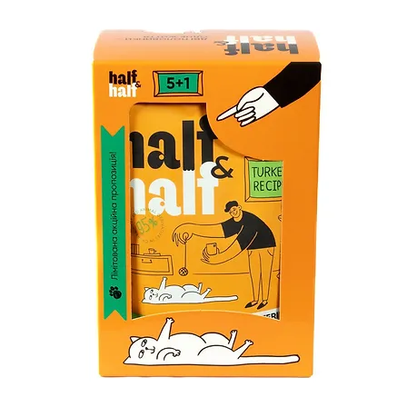 Photo of Набір паучів HalfHalf д/стерил котів індичка/желе 5+1
