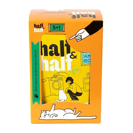 Photo of Набір паучів HalfHalf д/дорослих котів лосось/желе 5+1