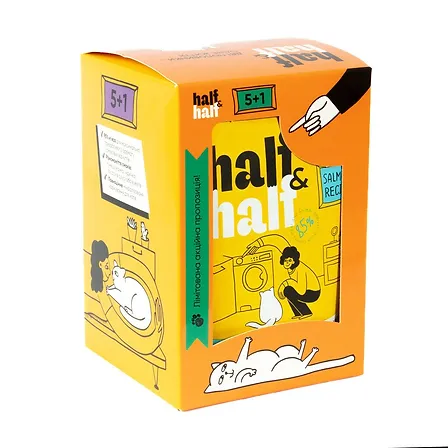 Photo of Набір паучів HalfHalf д/дорослих котів лосось/желе 5+1