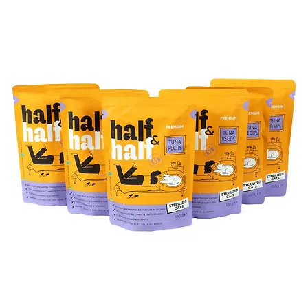 Photo of Набір паучів HalfHalf д/стерил котів тунець/соус 5+1