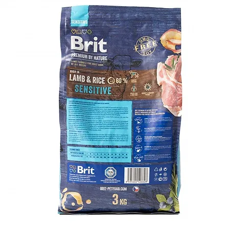 Photo of Корм сухий Brit Premium Dog Sensitive Lamb для собак усіх порід з чутливим травленням з ягнятиною 3 кг